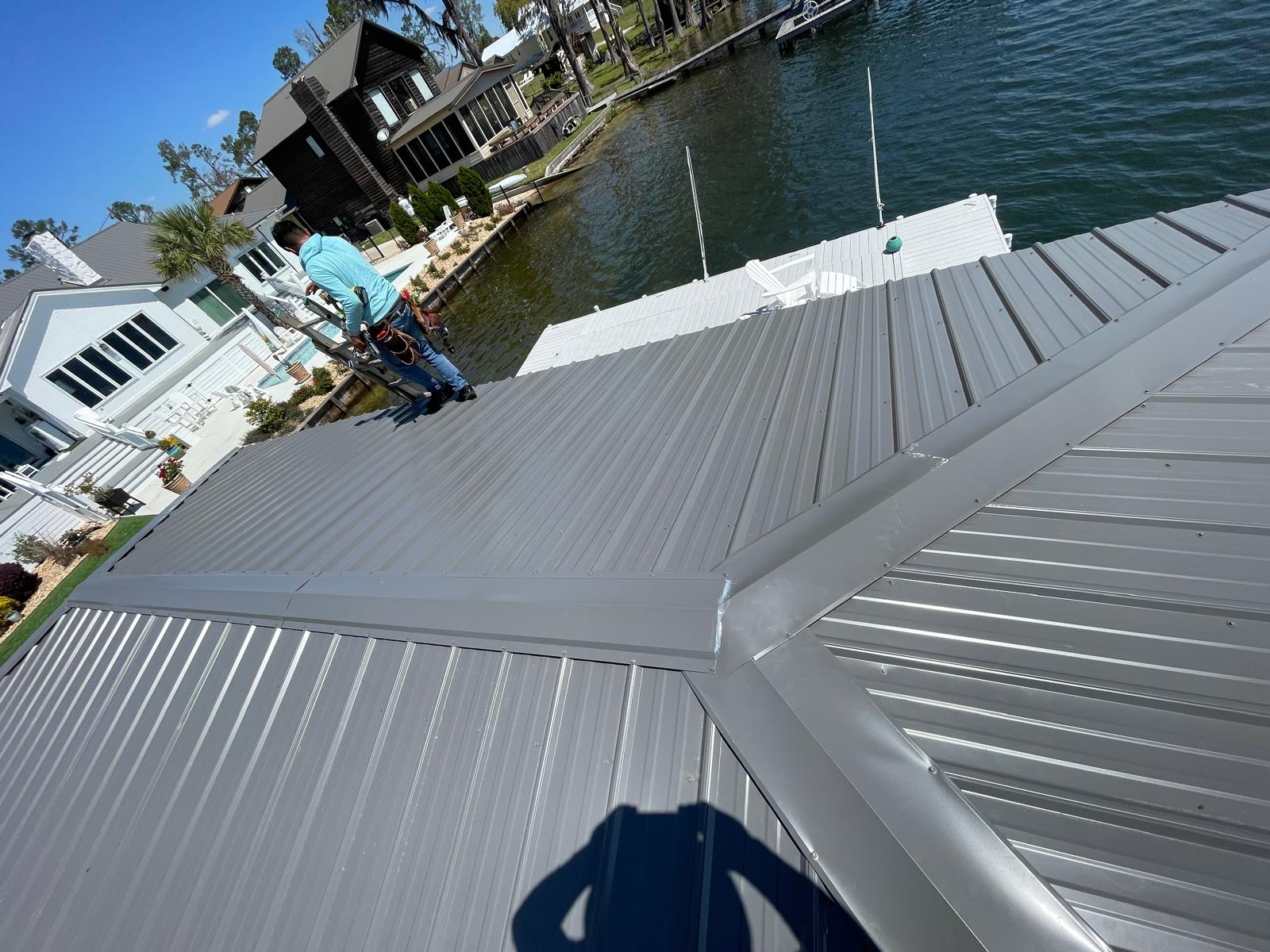 Standing seam metal — crew on site