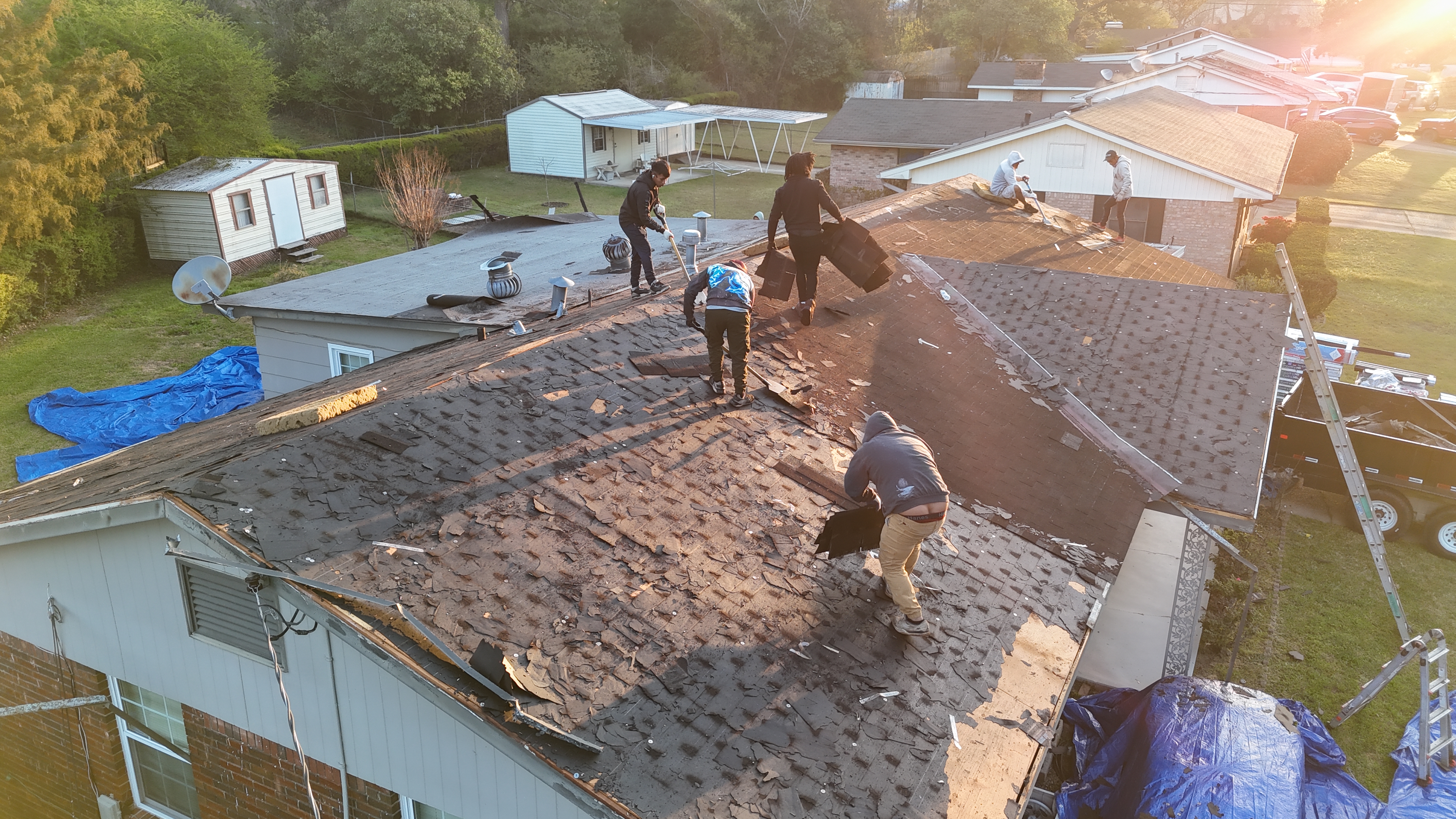 Full crew tear-off at first light
